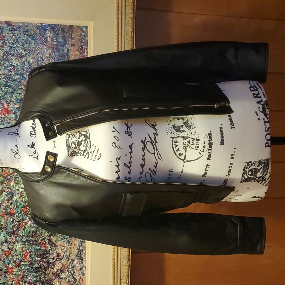 Moda International Moto Leather Jacket, S, Pristine Like New